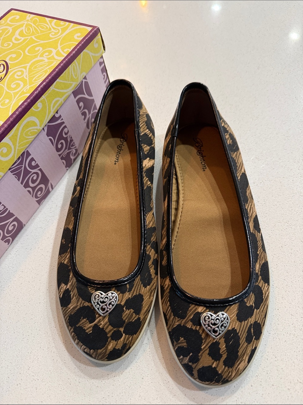 Brighton Leopard “Spotz”  Heart Ballet Flats - Brown/Black Size 8